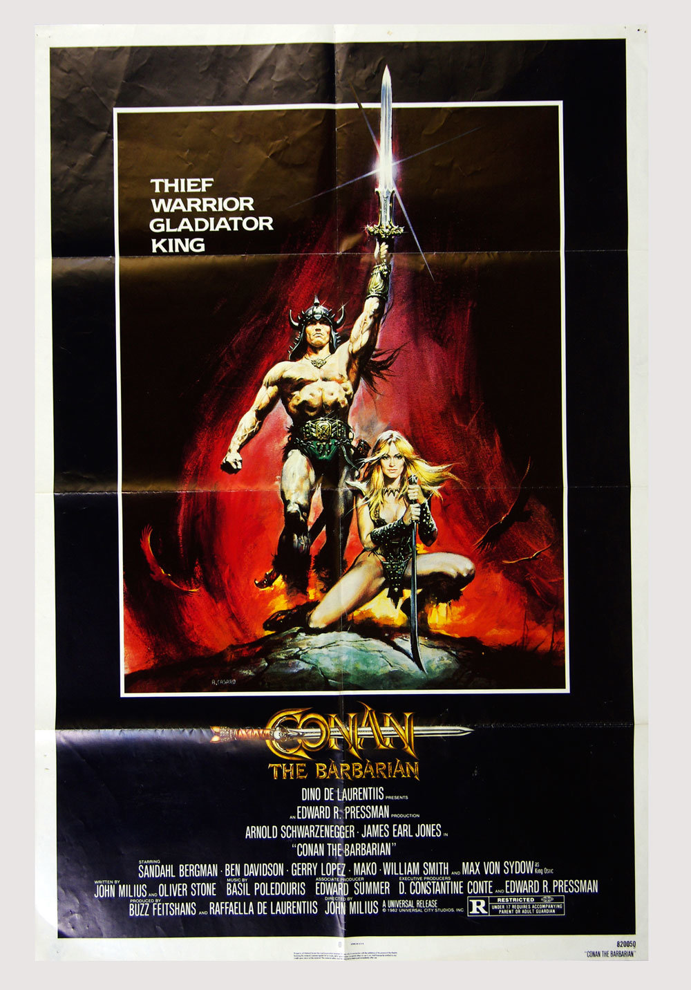 Conan The Barbarian Poster Movie Original Vintage 1982 Arnold Schwarzenegger 