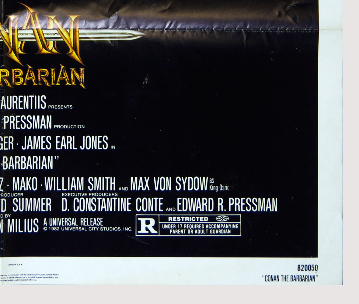 Conan The Barbarian Poster Movie Original Vintage 1982 Arnold Schwarzenegger 