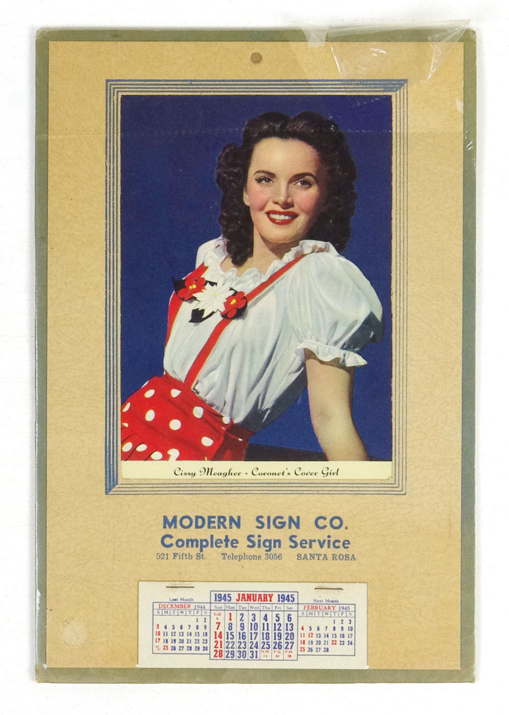 Cecelia Margret Meagher Coronet Magazine Cover Girl 1945 Vintage Calendar