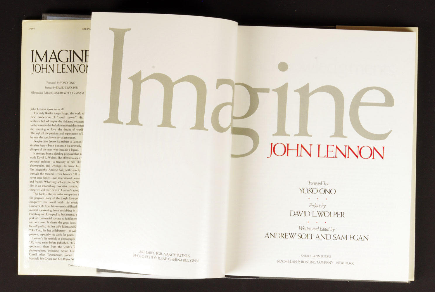 John Lennon Imagine Book 1988 Hard Cover Sam Egan David L Wolper Andrew Solt 