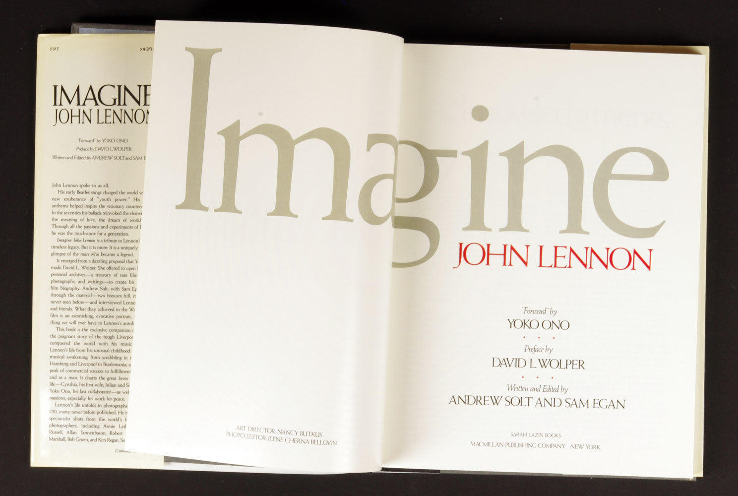 John Lennon Imagine Book 1988 Hard Cover Sam Egan David L Wolper Andrew Solt 