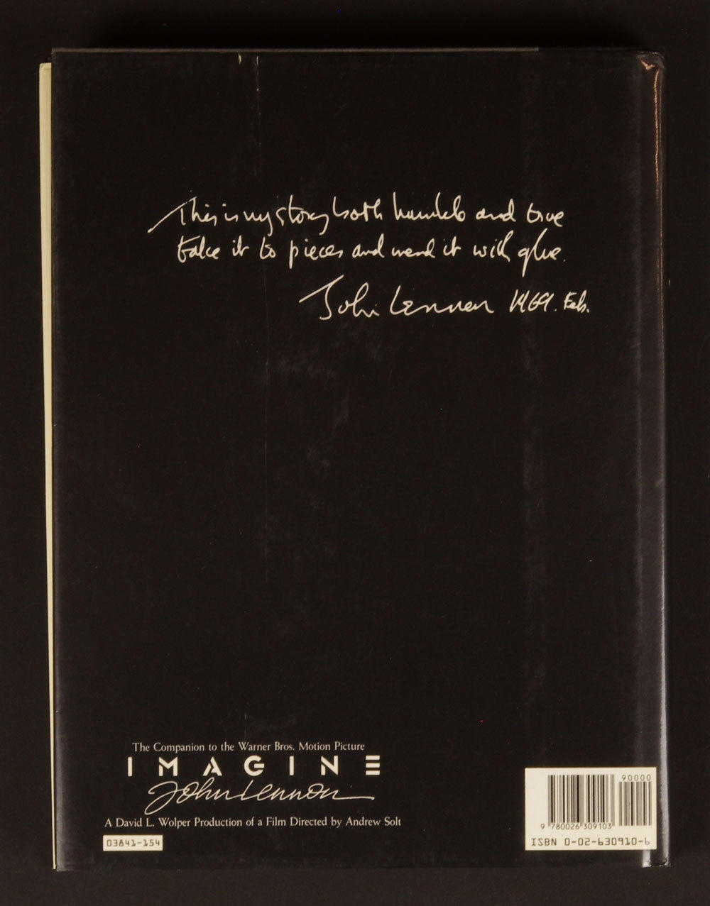 John Lennon Imagine Book 1988 Hard Cover Sam Egan David L Wolper Andrew Solt 