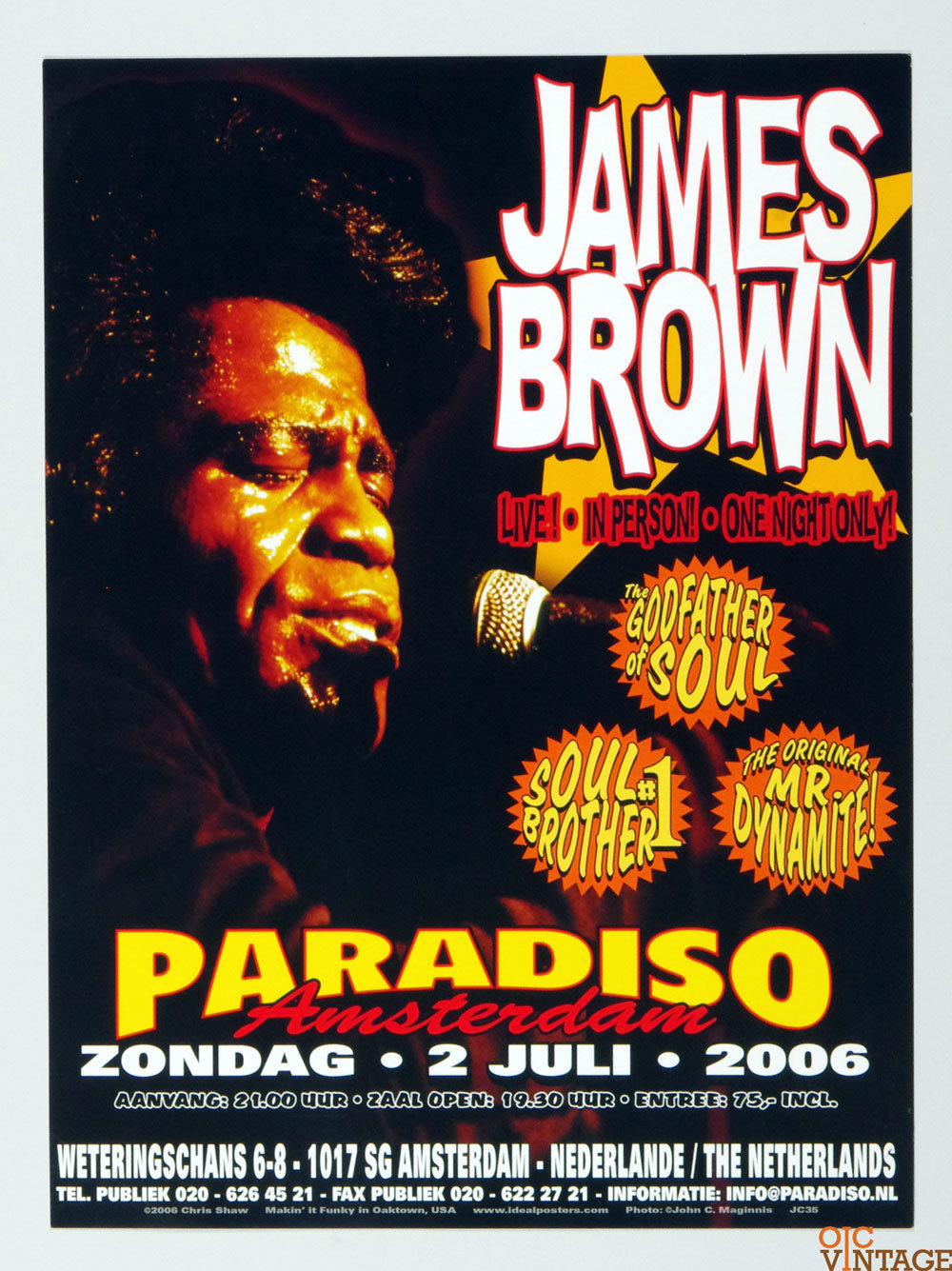 James Brown Poster 2006 Jul 2 Paradiso Amsterdam Chris Shaw