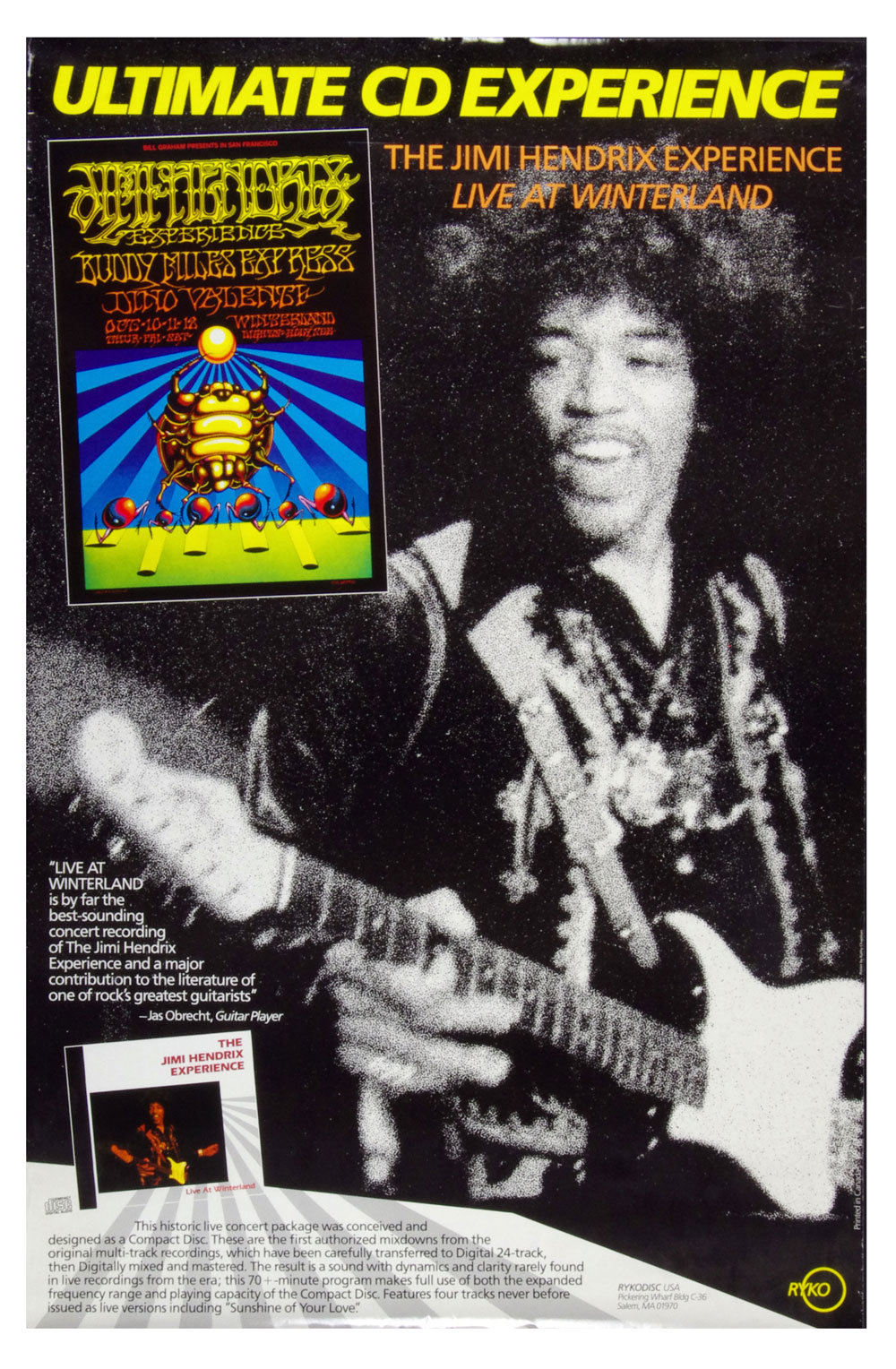 Jimi Hendrix Poster Live at Winterland 1987 New CD release