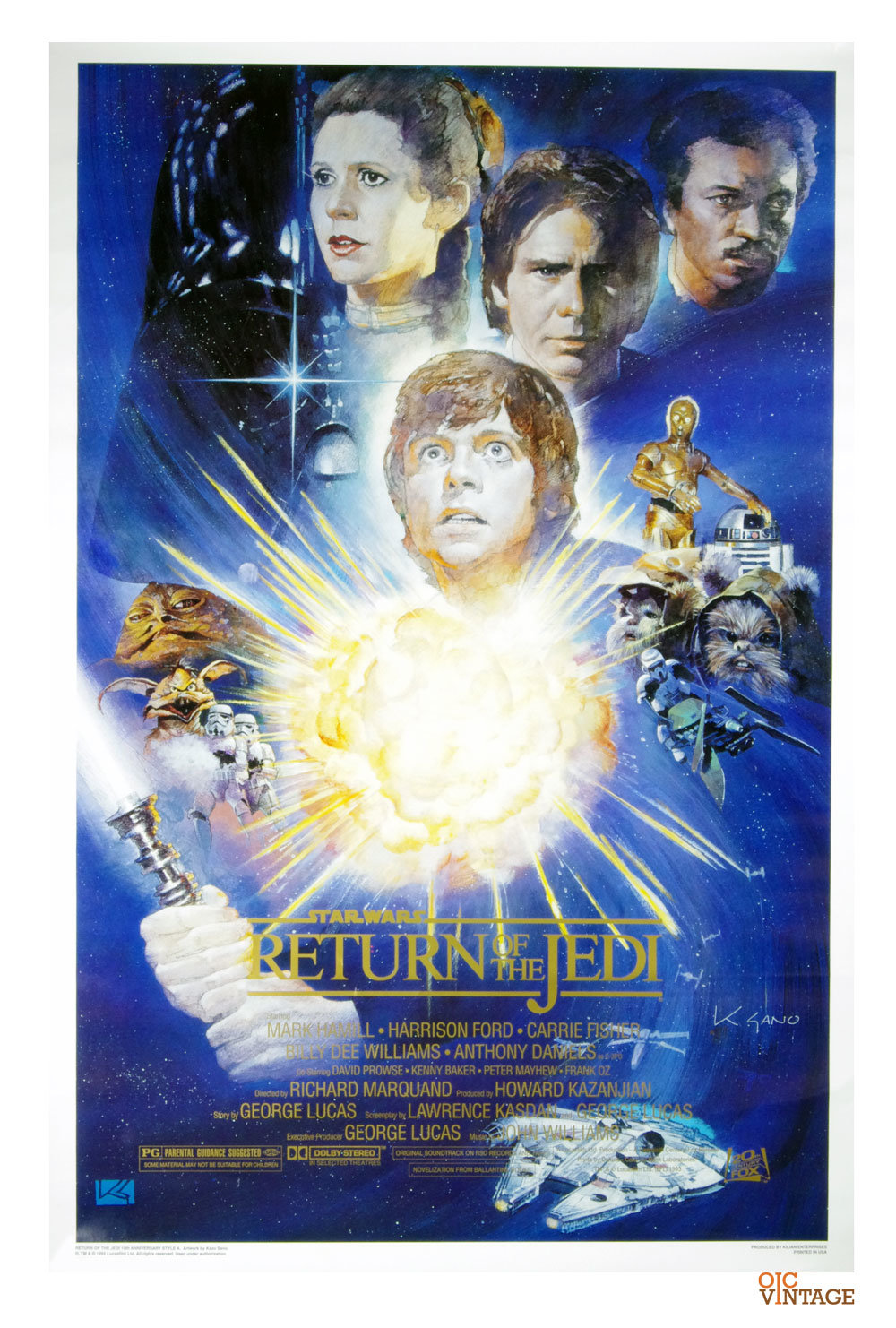Star Wars Poster Return Of The Jedi 1994 Kazu Sano Certificate of Authentication