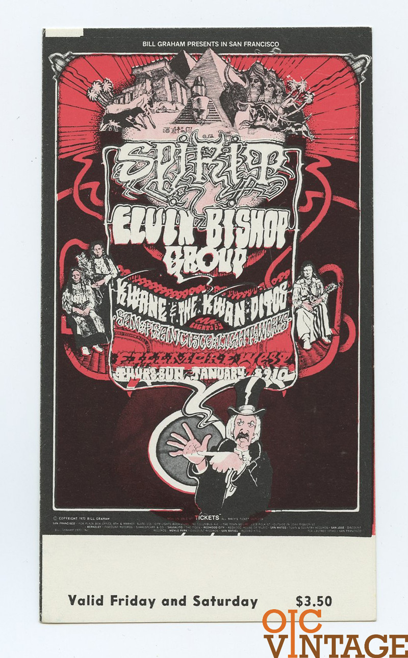 BG 265 Ticket Spirit Elvin Bishop Group 1971 Oct 7