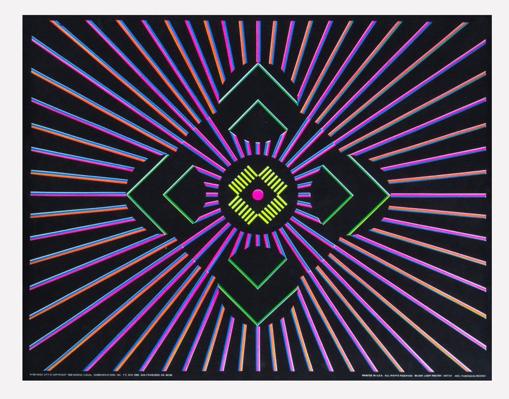 Joel Rubenzahl 1969 Edge City Black Light Poster  22 x 28 