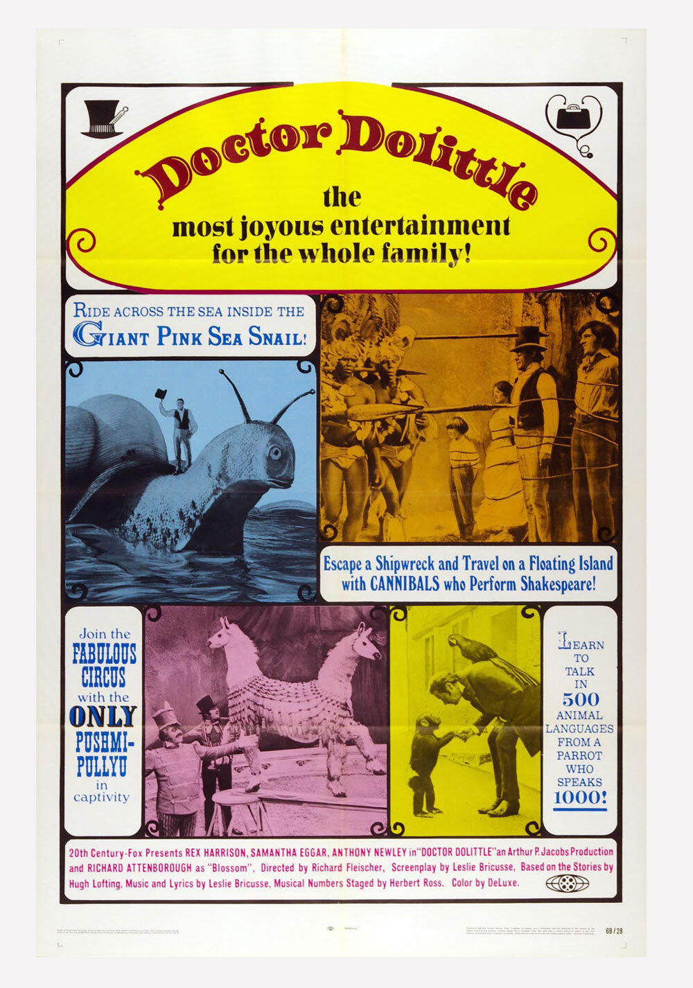 Doctor Dolittle Poster Movie Original Vintage 1969 Rex Harrison Samantha Eggar