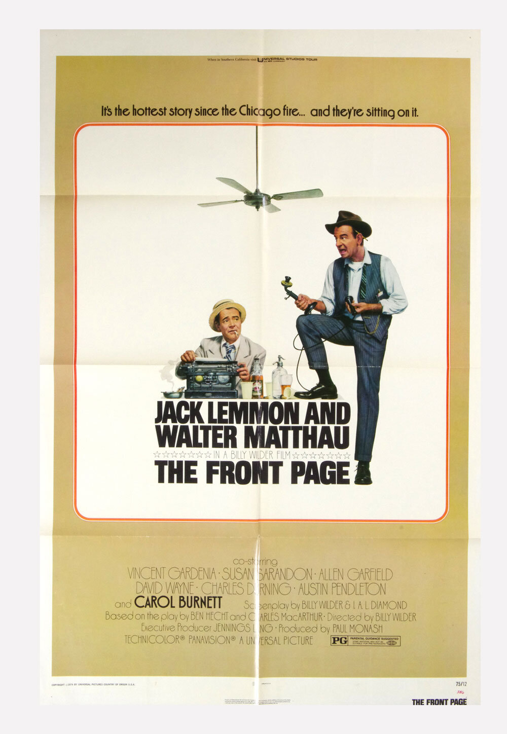 The Front Page Original Movie Poster 1974 Jack Lemmon Walter Matthau 27x41