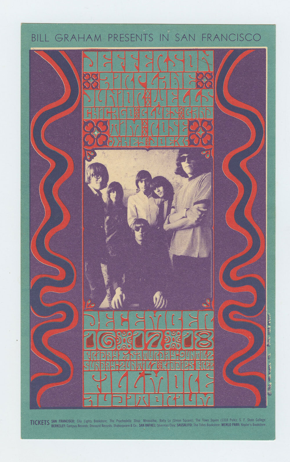 BG  42 Handbill Jefferson Airplane 1966 Dec 16 Very Fine