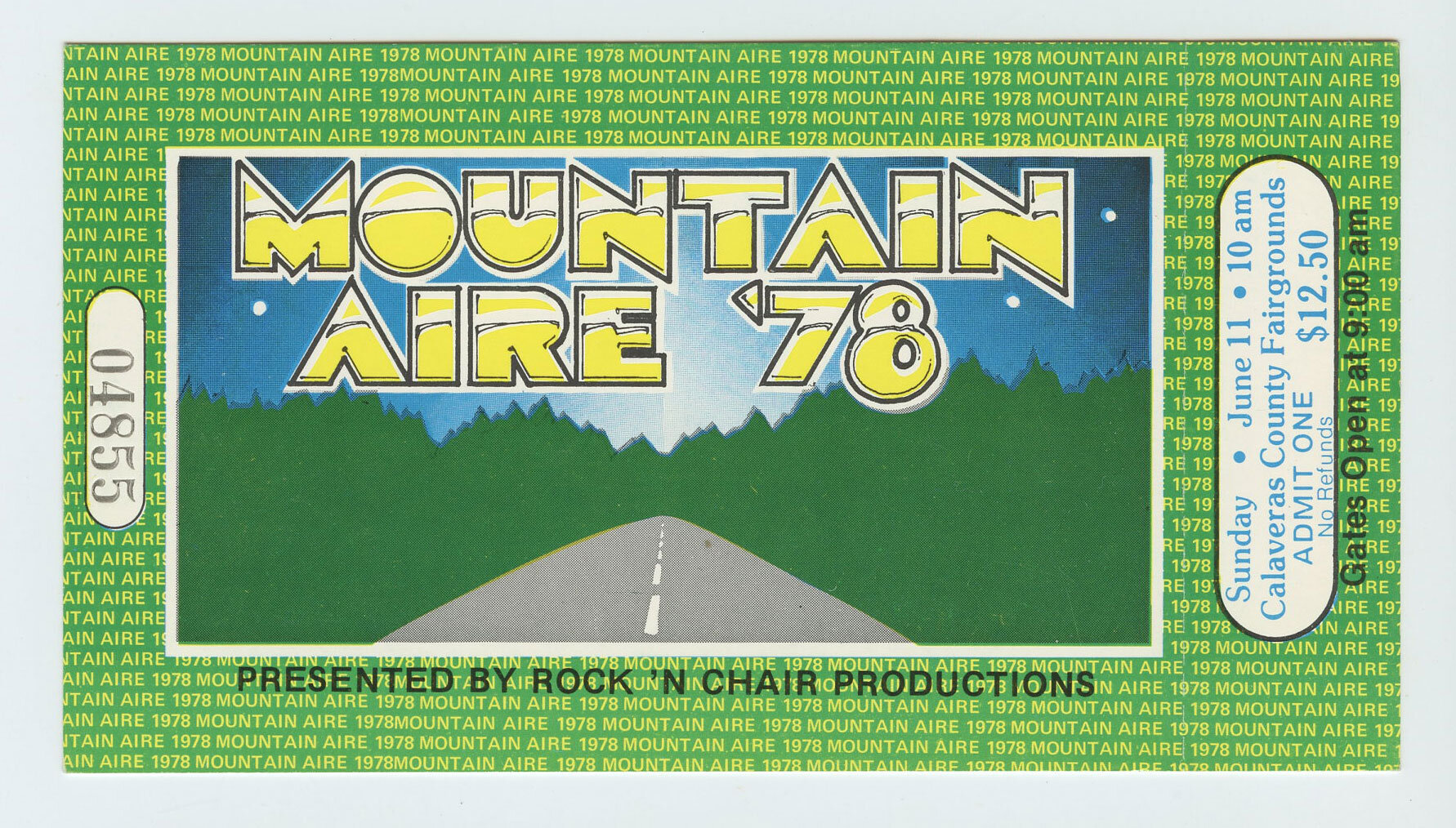 Mountain Aire Vintage Ticket 1978 Jun 11 Jackson Browne Jimmy Buffet Warren Zevon