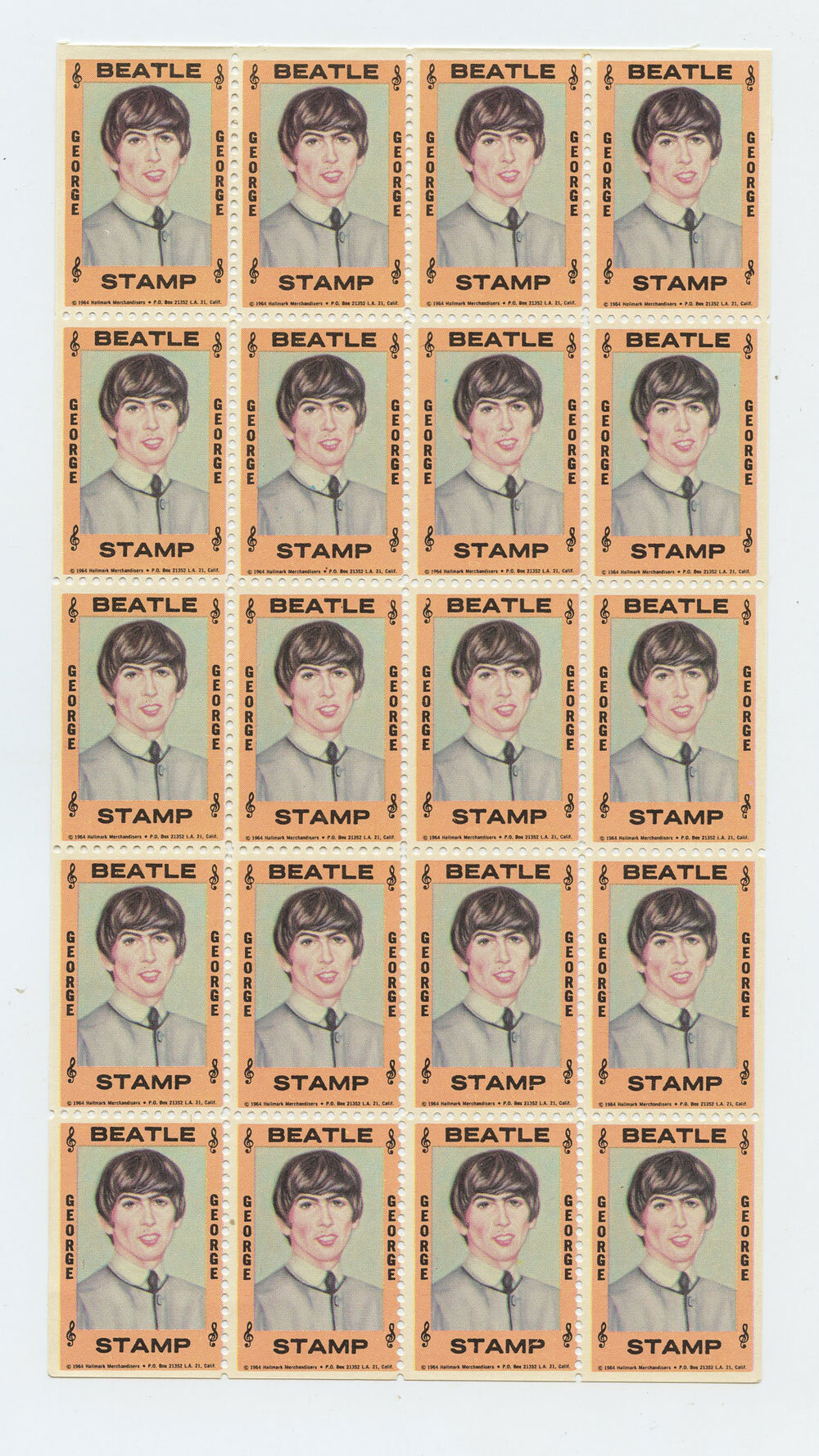 The Beatles Stamps 1964 Hallmark GEORGE