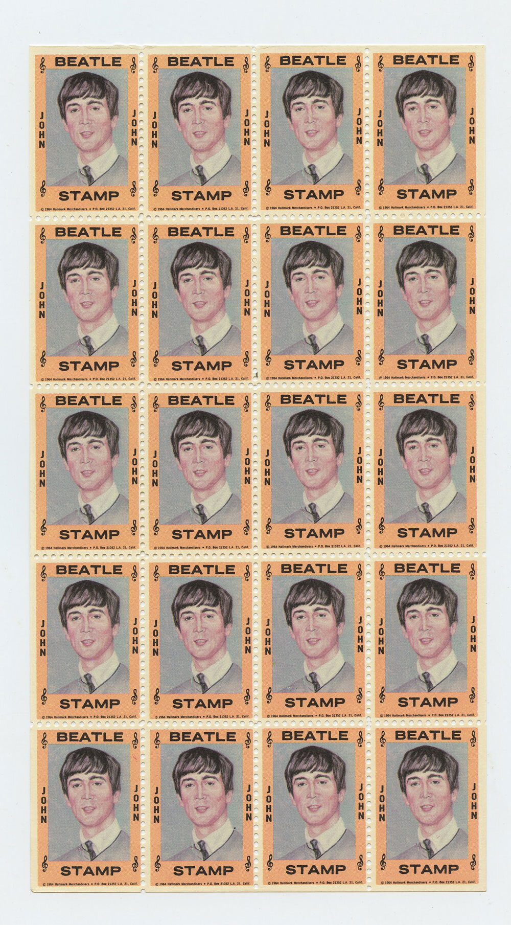 The Beatles Stamps 1964 Hallmark JOHN