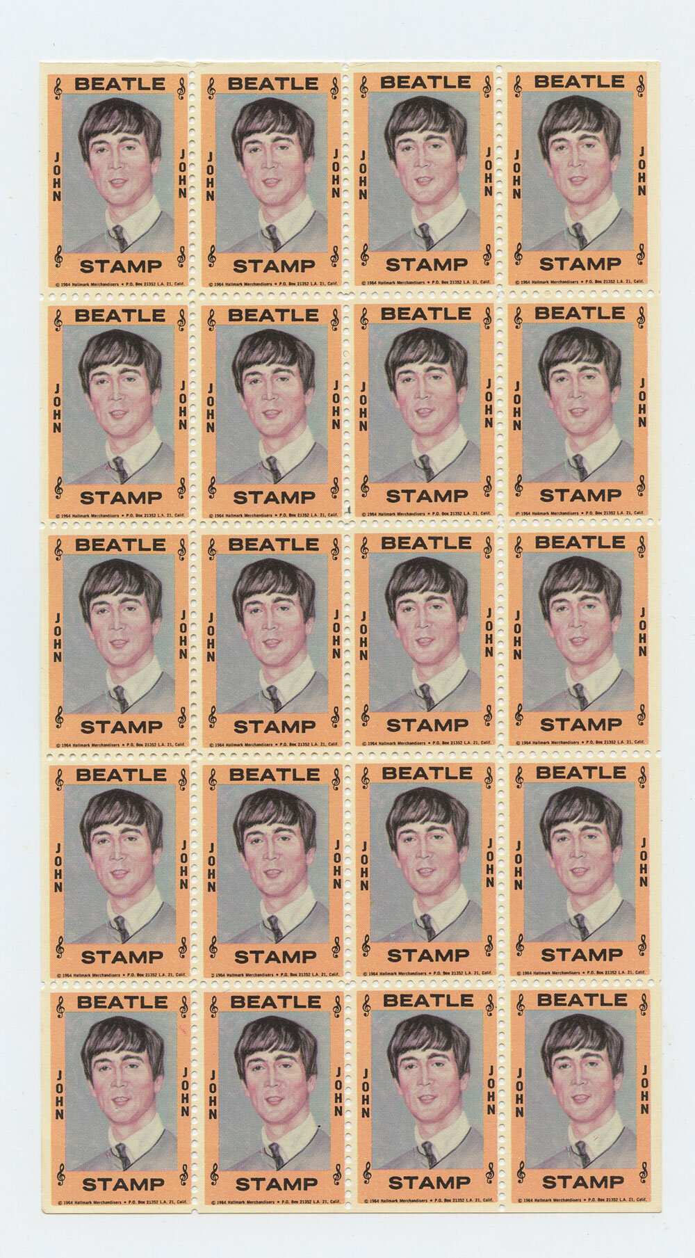 The Beatles Stamps 1964 Hallmark JOHN
