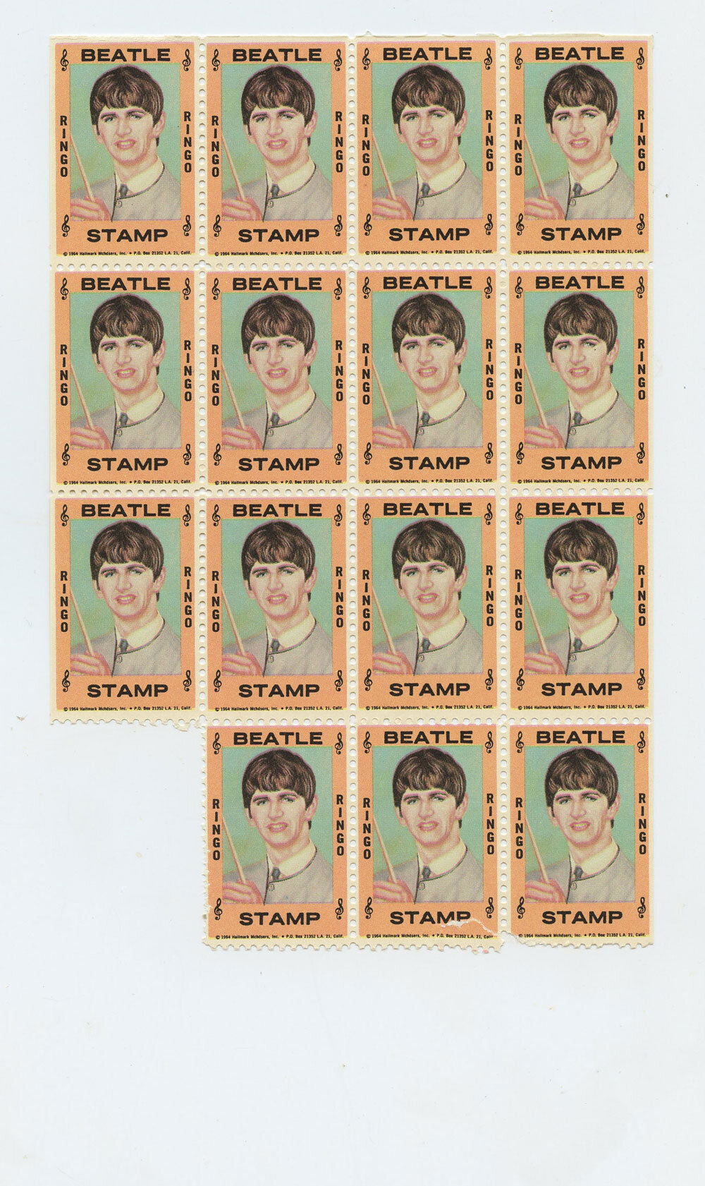 The Beatles Stamps 1964 Hallmark RINGO