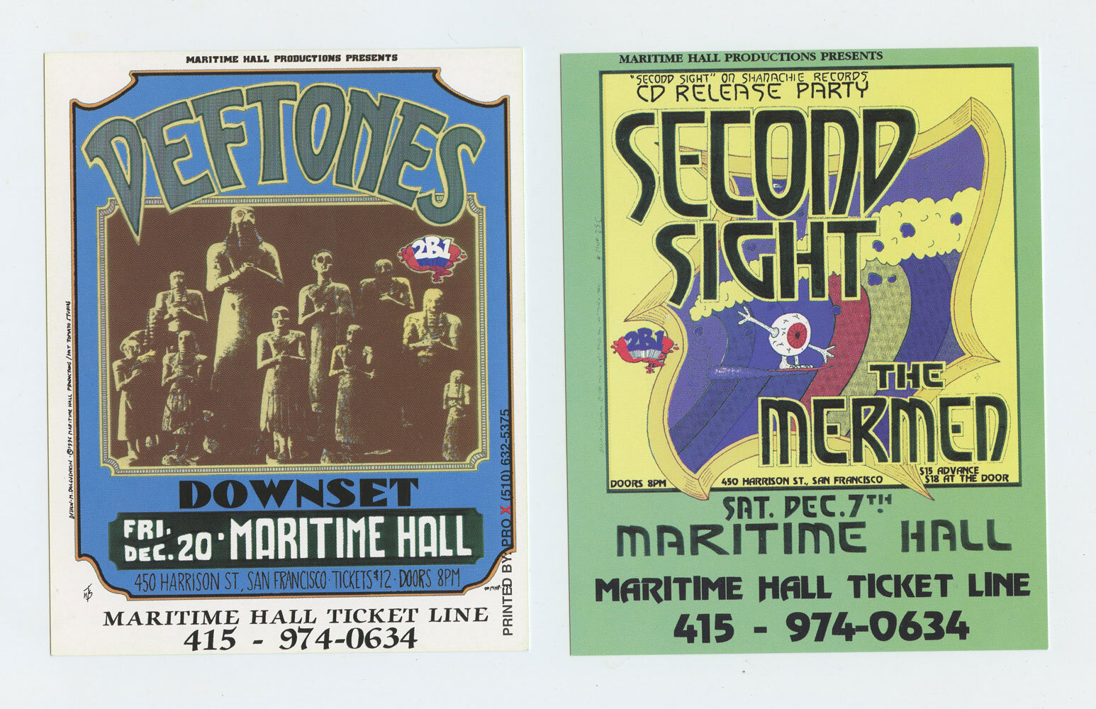 Maritime Hall 1996 Dec Handbill Deftones Second Sight