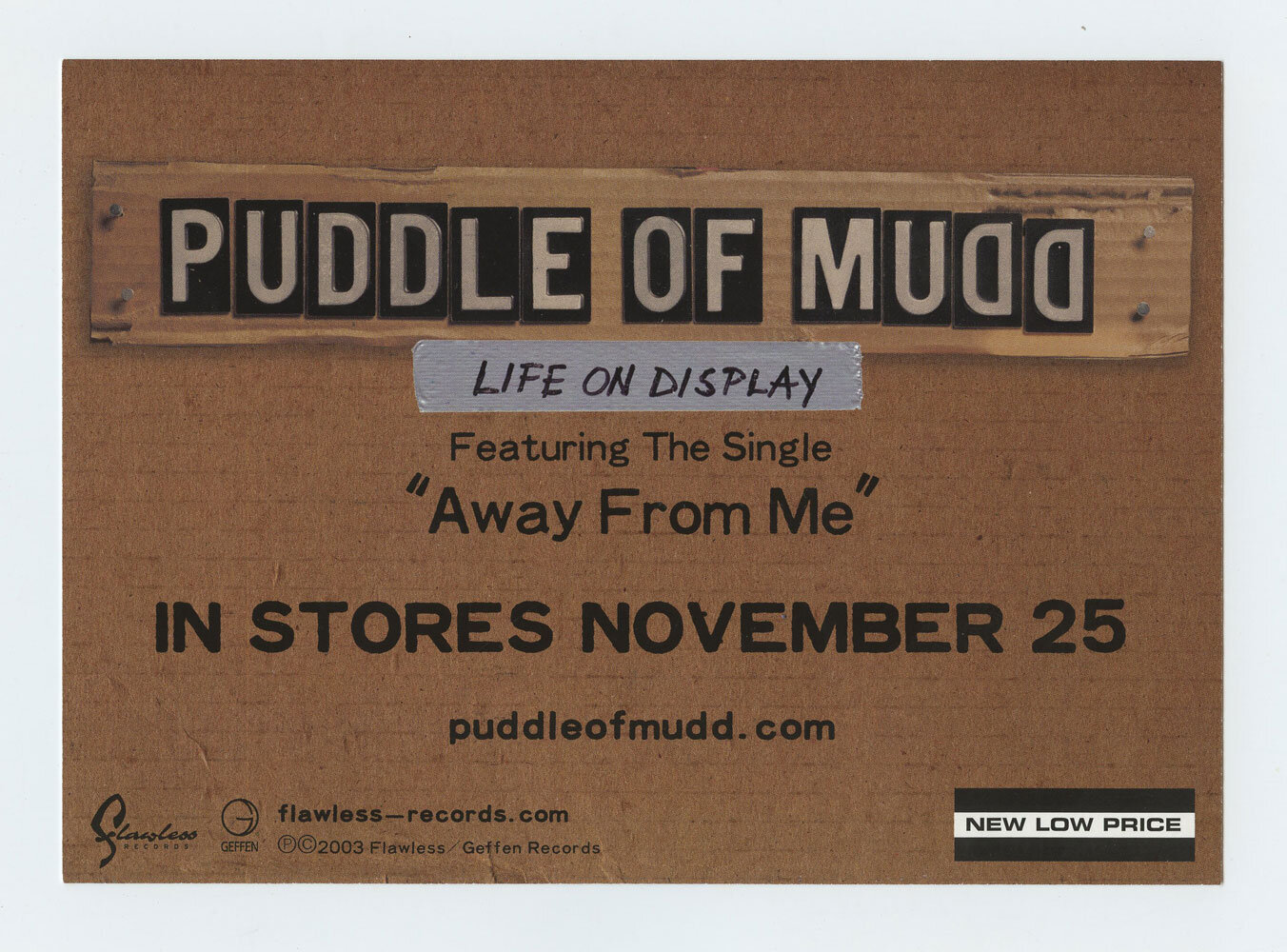 Puddle of Mudd Postcard Life on Display Album Promo
