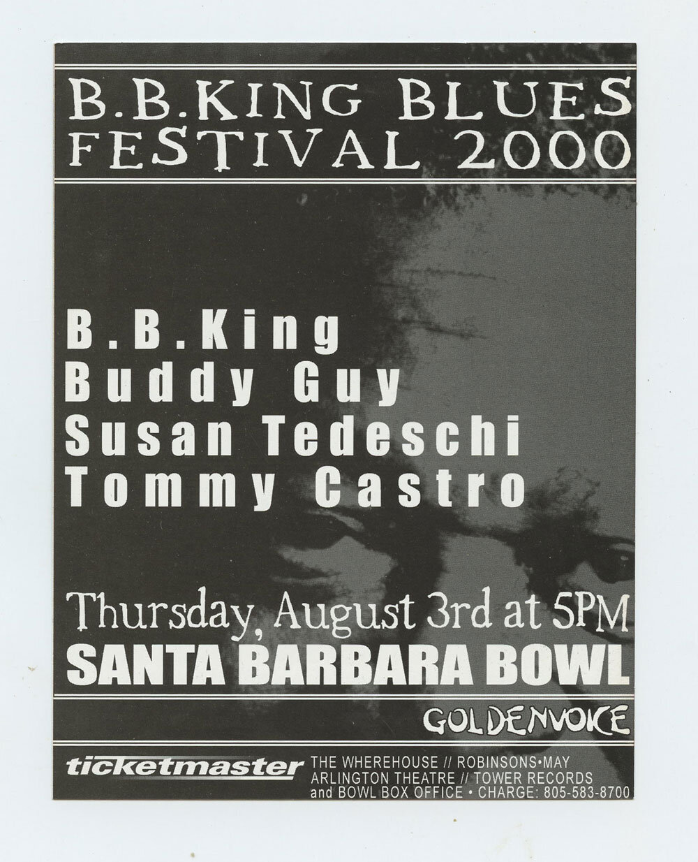 B.B. King Buddy Guy Susan Tedeschi Tommy Castro Handbill 2000 Blues Festival