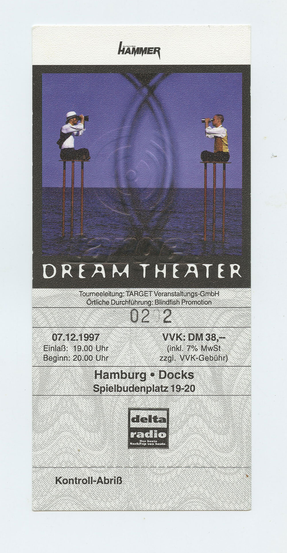 Dream Theater Vintage Ticket 1997 July 12 Hamburg Germany 