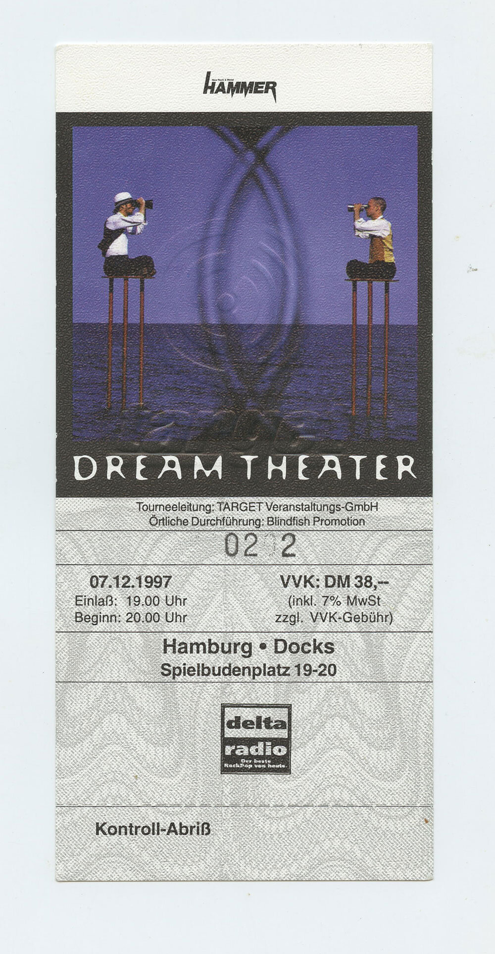 Dream Theater Ticket Vintage 1997 July 12 Hamburg Germany 