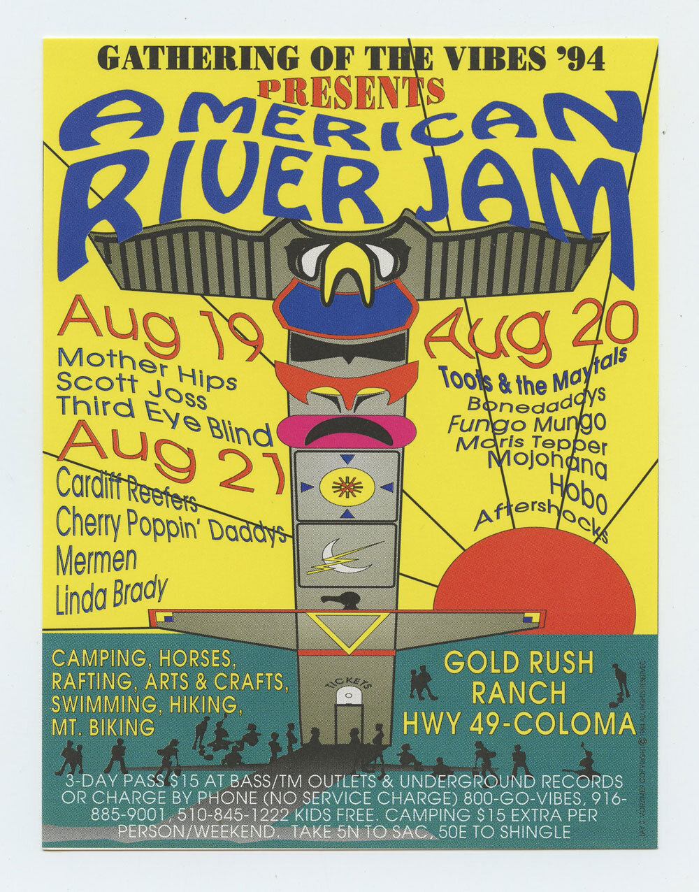 American River Jam Handbill 1994 Mother Hips Toots and the Maytals