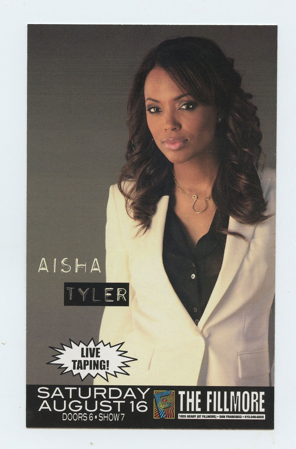 Aisha Tyler Handbill 2008 Aug 16 The Fillmore San Francisco