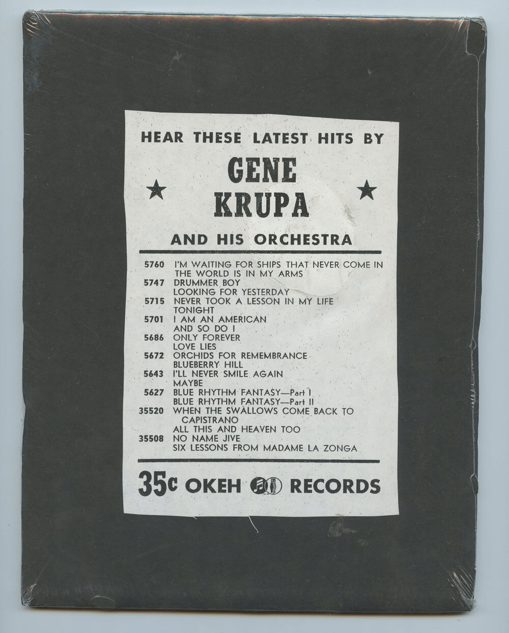 Gene Krupa Photo 1940 New Single Promo OKEH Records 
