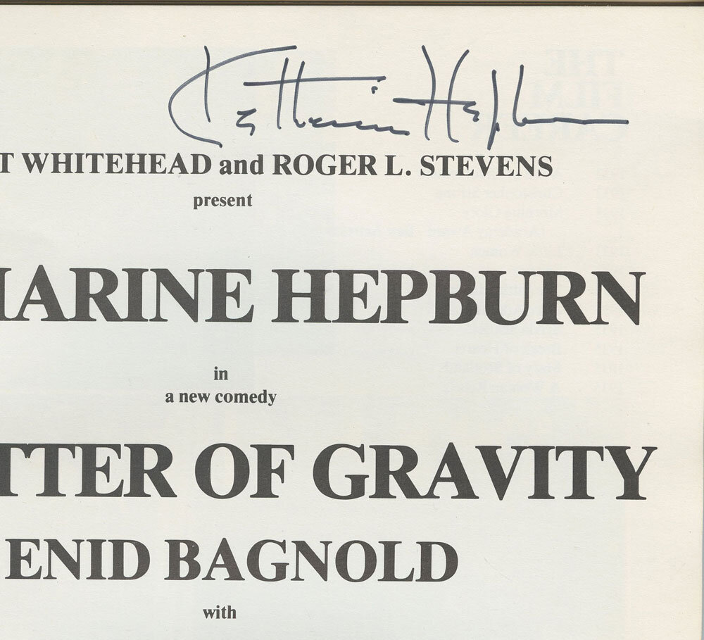 Katharine Hepburn Program Autographed 1976 A Matter of Gravity