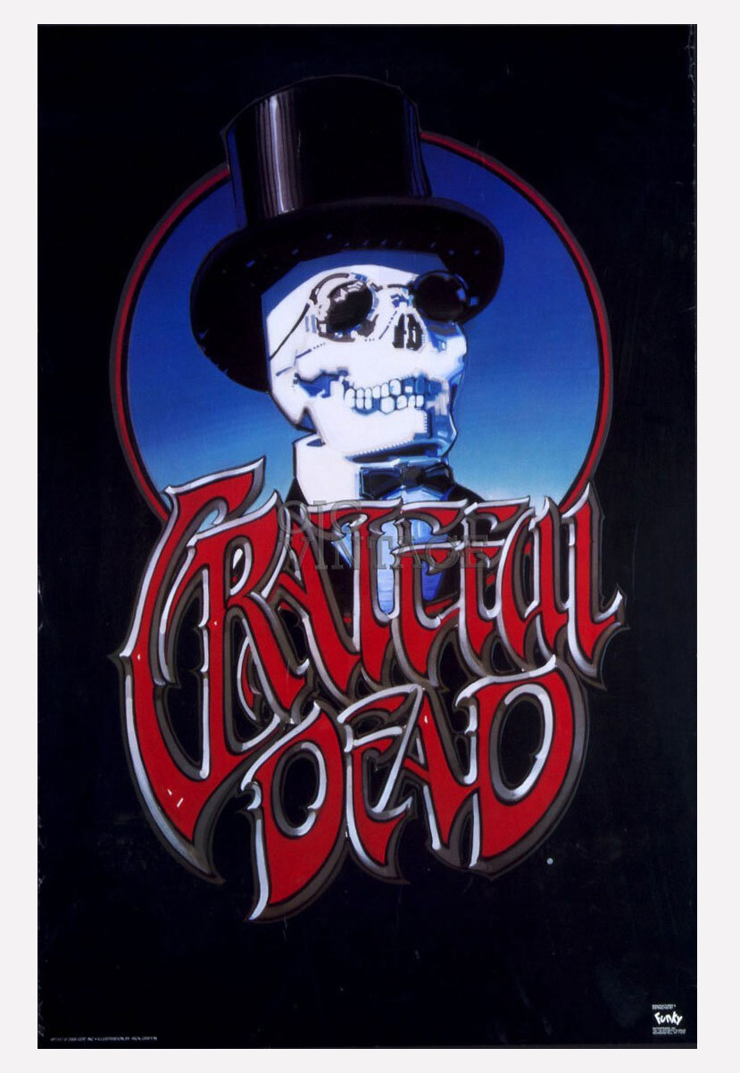 Grateful Dead Poster 1990 Skeleton Top Head Rick Griffin