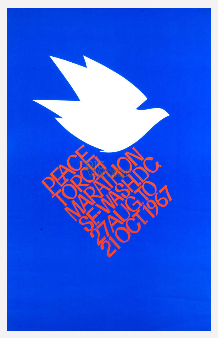 Peace Torch Marathon Poster 1967 San Francisco to Washington DC