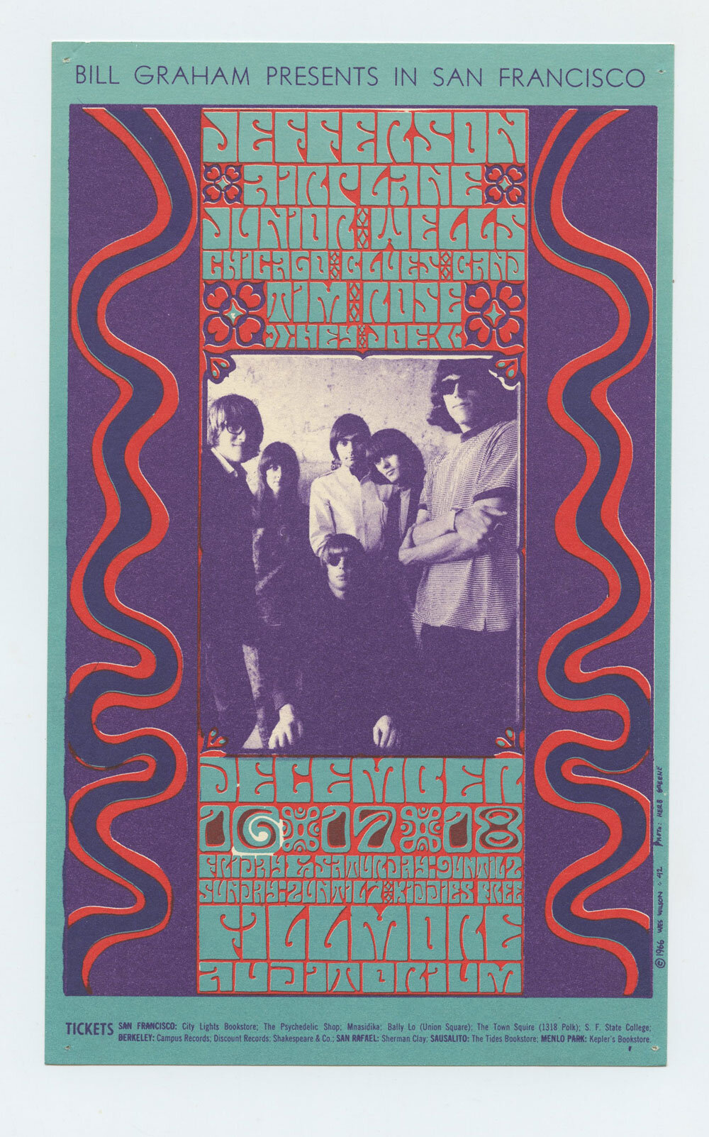 BG  42 Handbill  Jefferson Airplane 1966 Dec 21 Very Fine