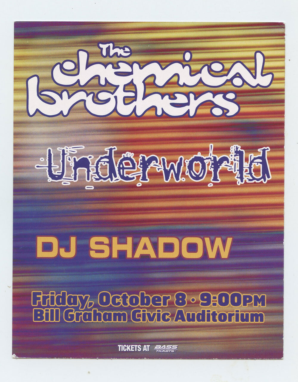 The Chemical Brothers Handbill 1999 Oct 8 Bill Graham Civic Auditorium
