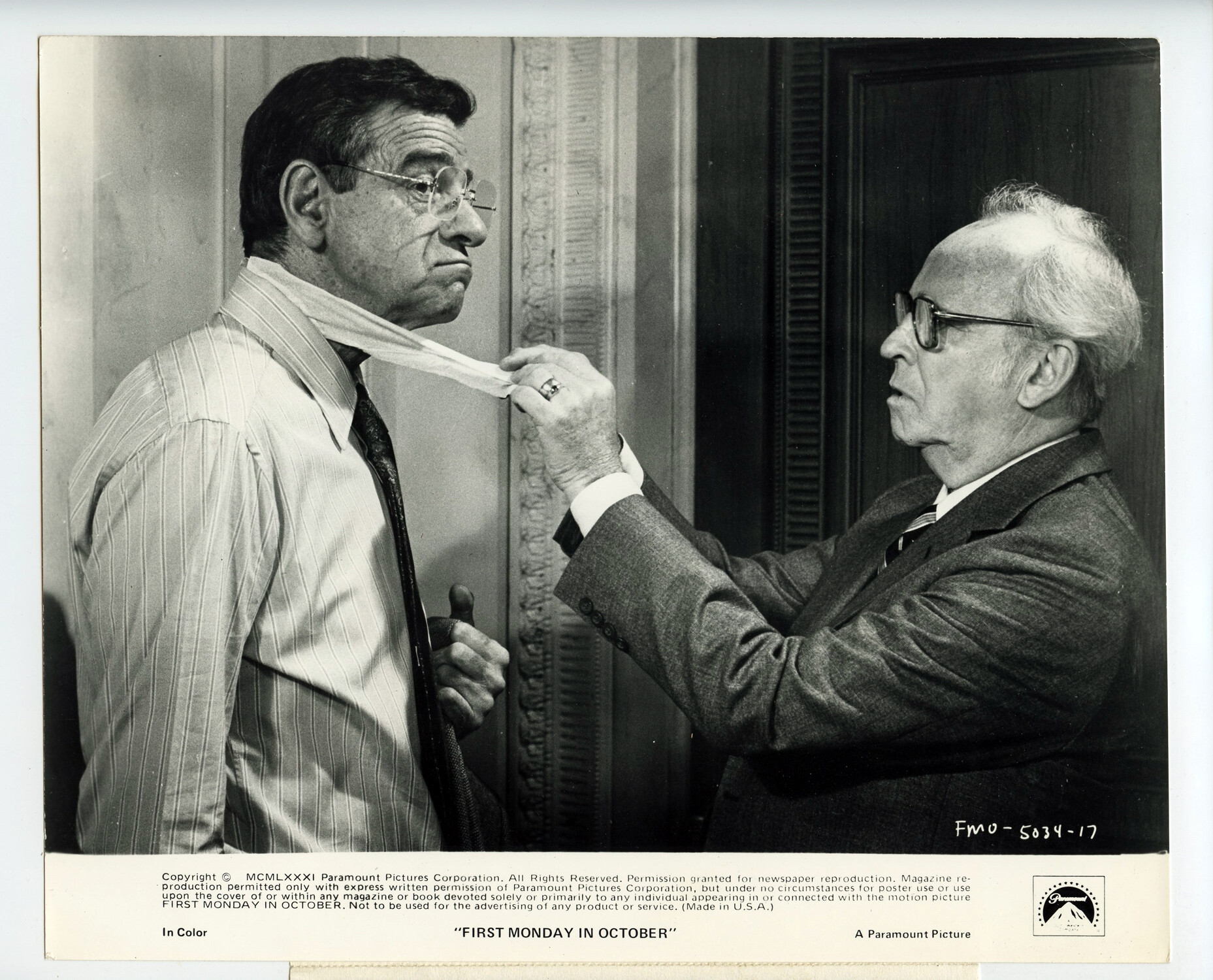 Walter Matthau Barnard Hughes Photo 1981 First Monday In October Original Vintage