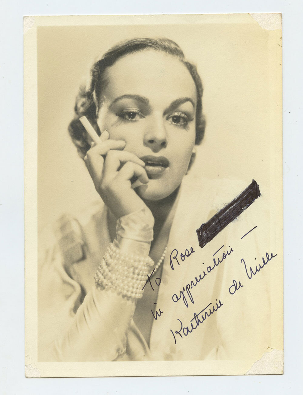 Katherine DeMille Photo 1940 Autographed Inscribed Original Vintage