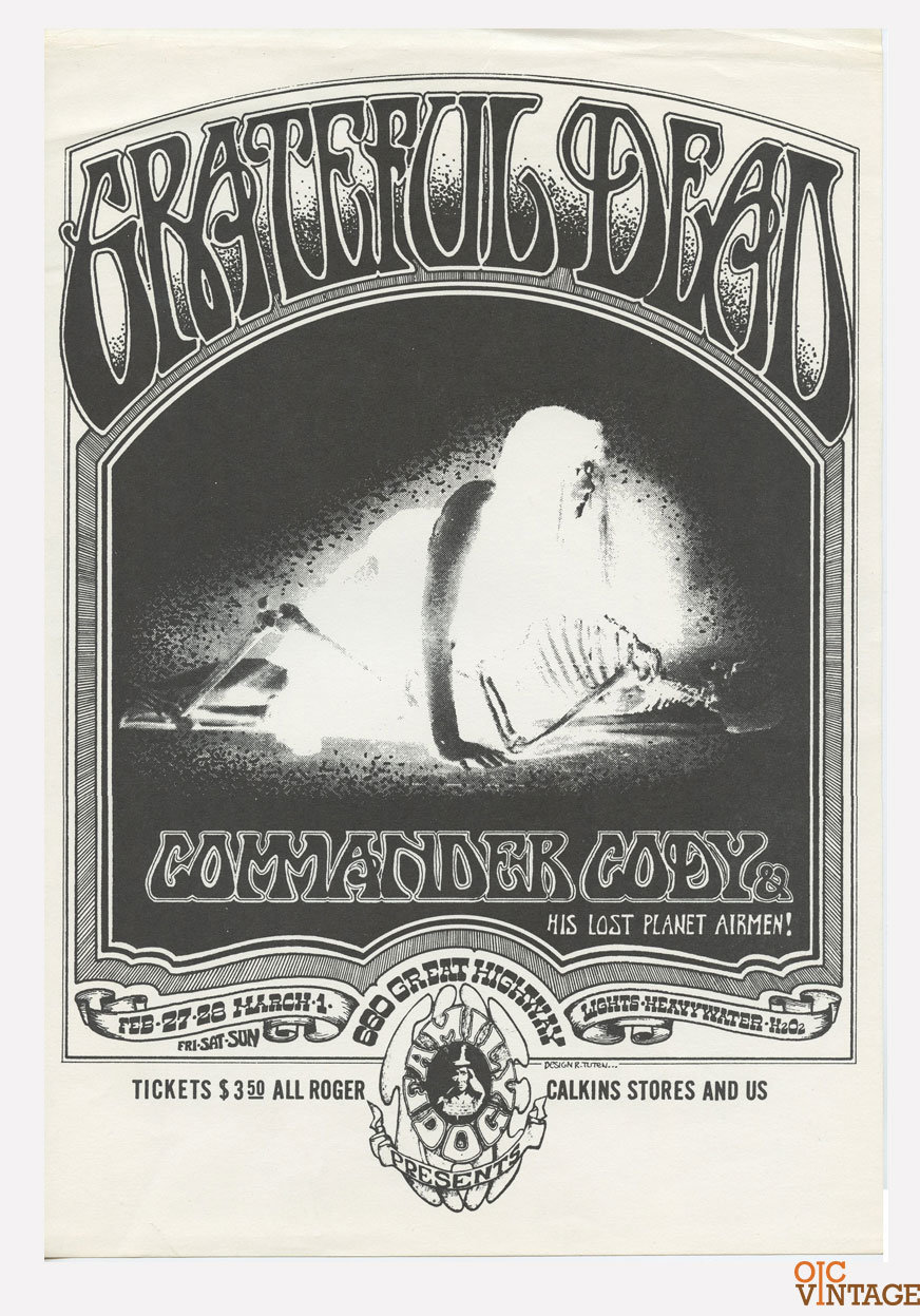 Grateful Dead Handbill Great Highway San Francisco 1970 Feb 27 Randy Tuten