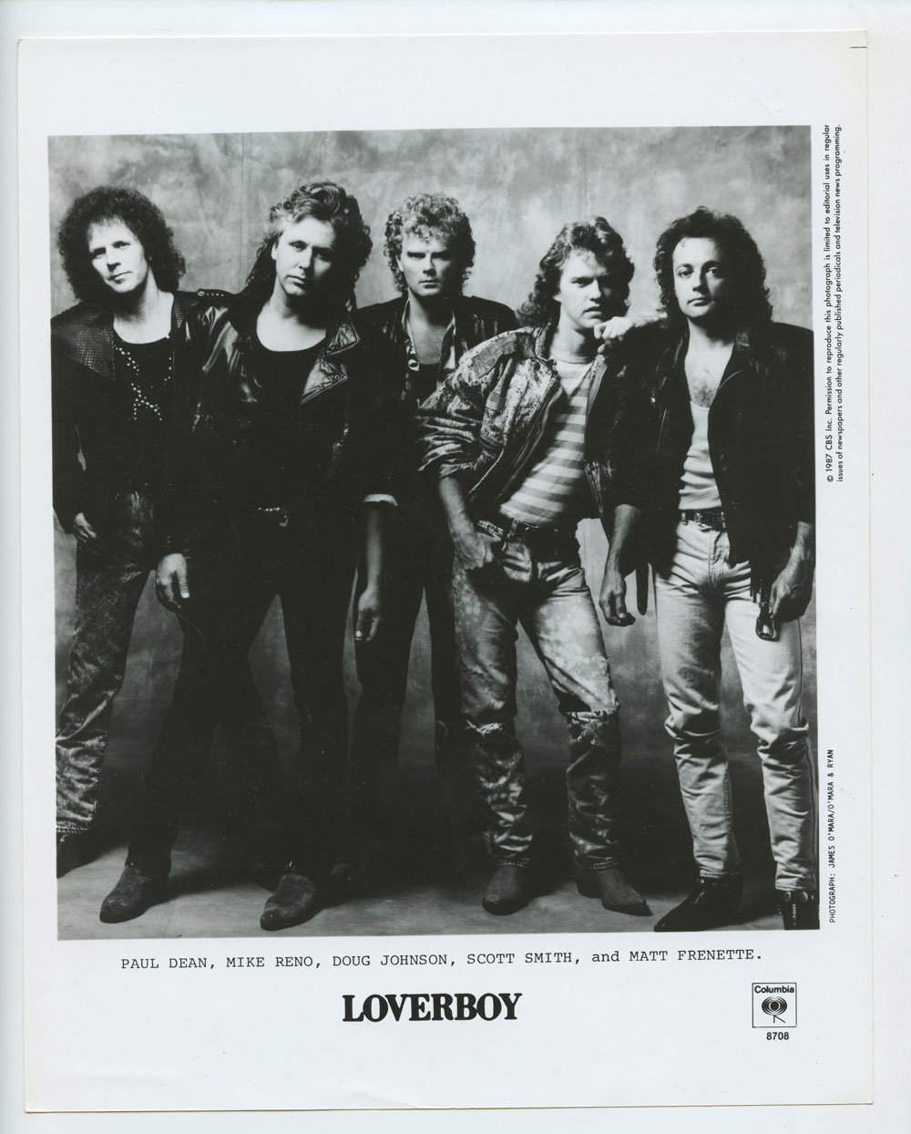 Loverboy Photo 1980s Columbia Records