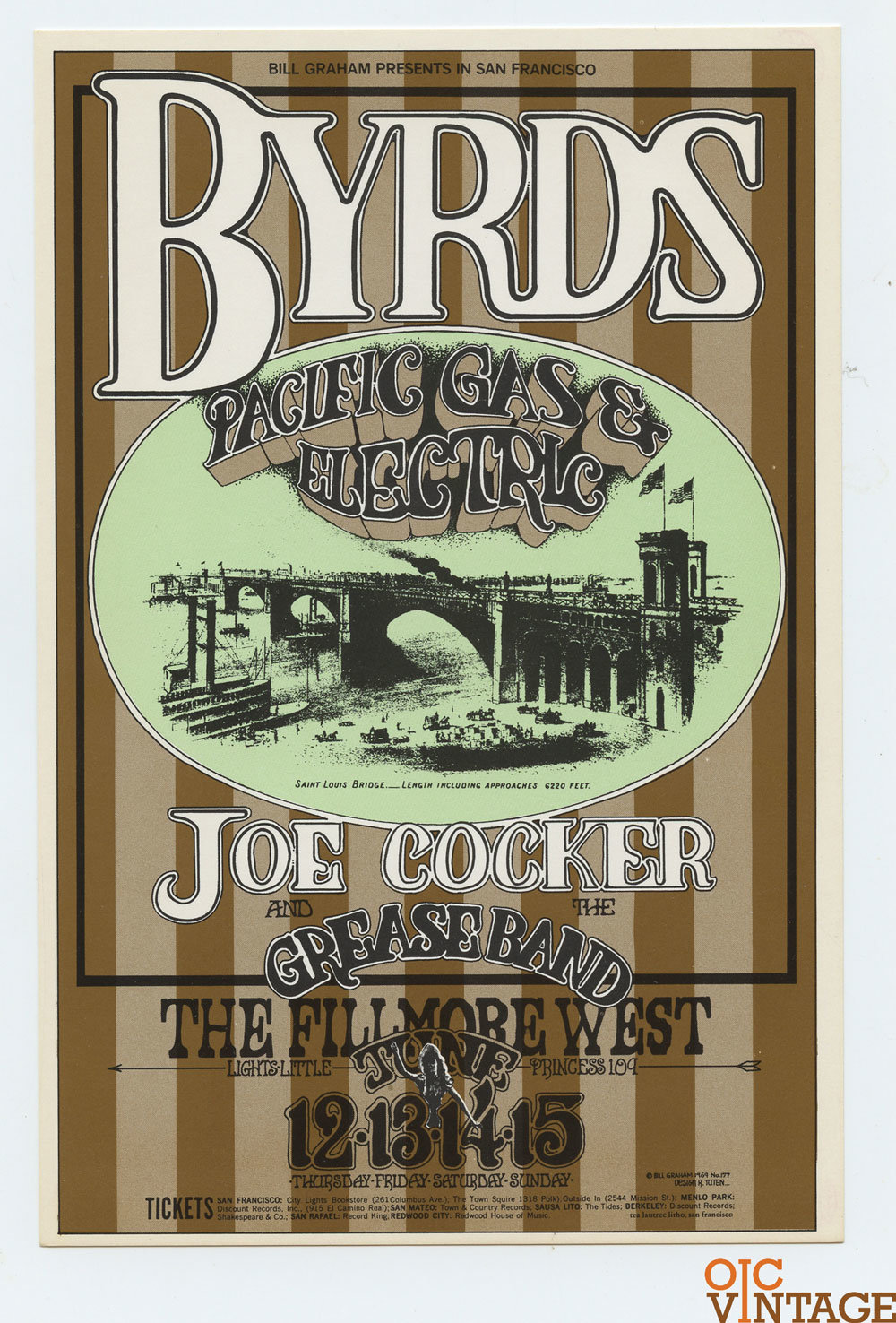 BG 177 Postcard Ad Back The Byrds Joe Cocker 1969 Jun 12