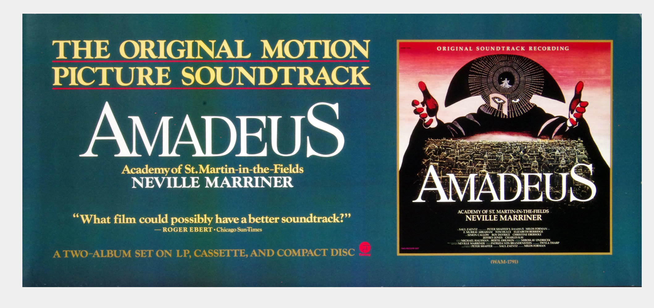 Amadeus Poster 1984 Original Movie Soundtrack Album Promotion