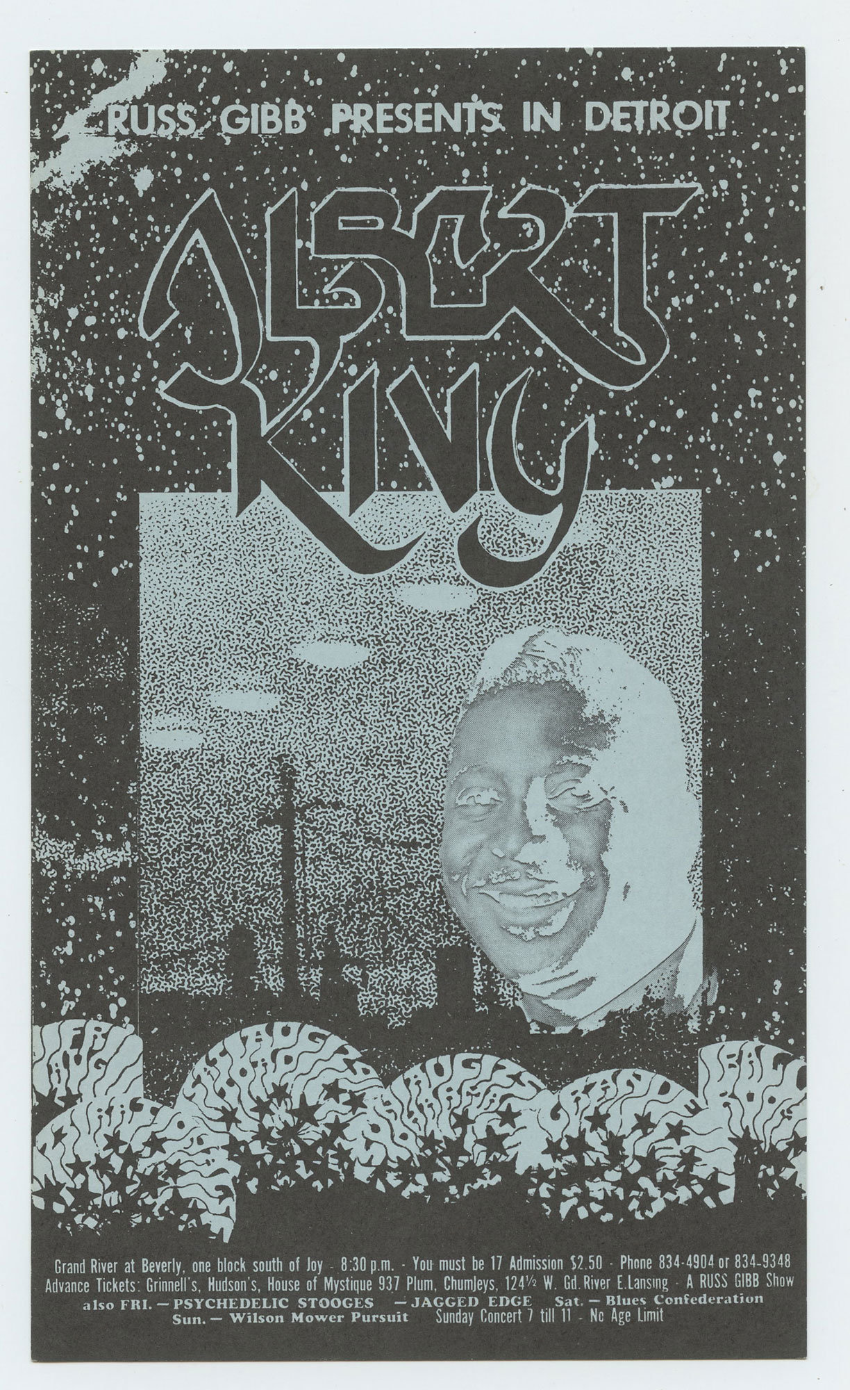 Grande Ballroom Postcard 1968 Aug 23 Albert King Jagged Edge