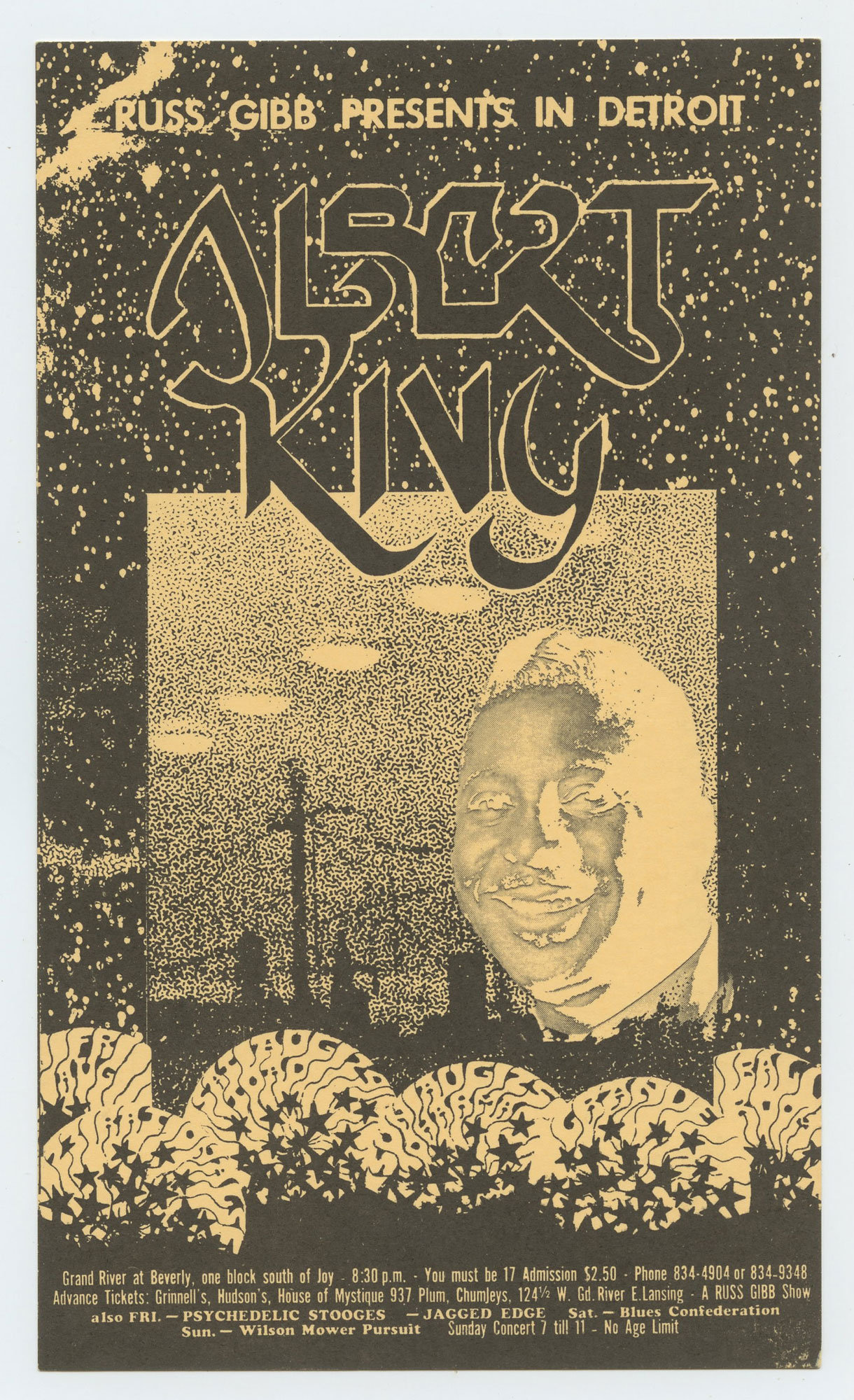 Grande Ballroom Postcard 1968 Aug 23 Albert King Jagged Edge