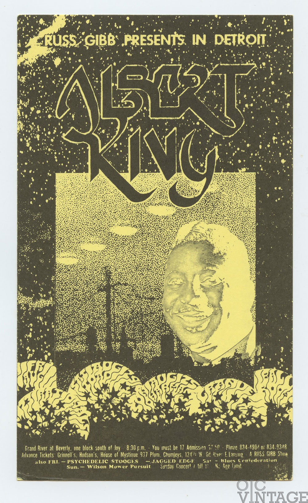 Grande Ballroom Postcard 1968 Aug 23 Albert King Jagged Edge