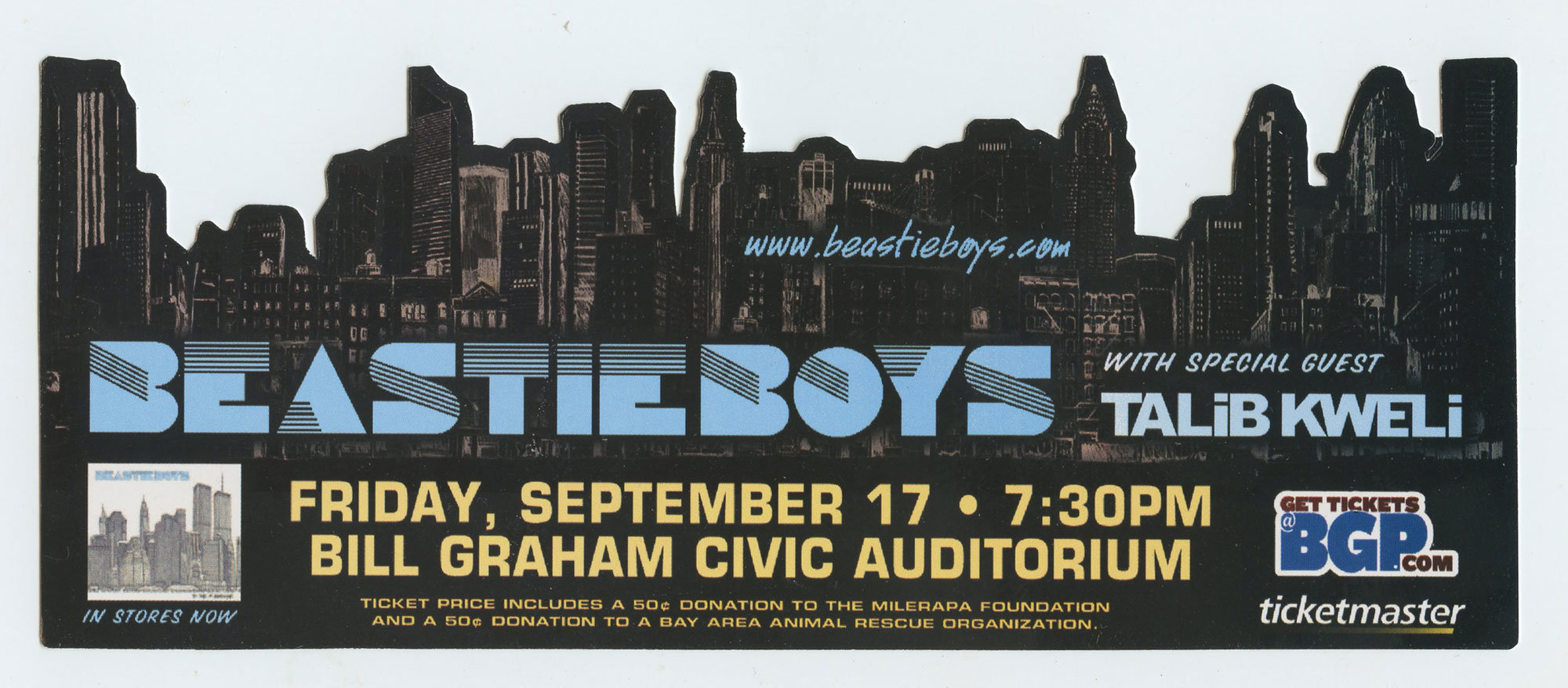 Beastie Boys Handbill 2004 Sep 17 Bill Graham Civic Auditorium