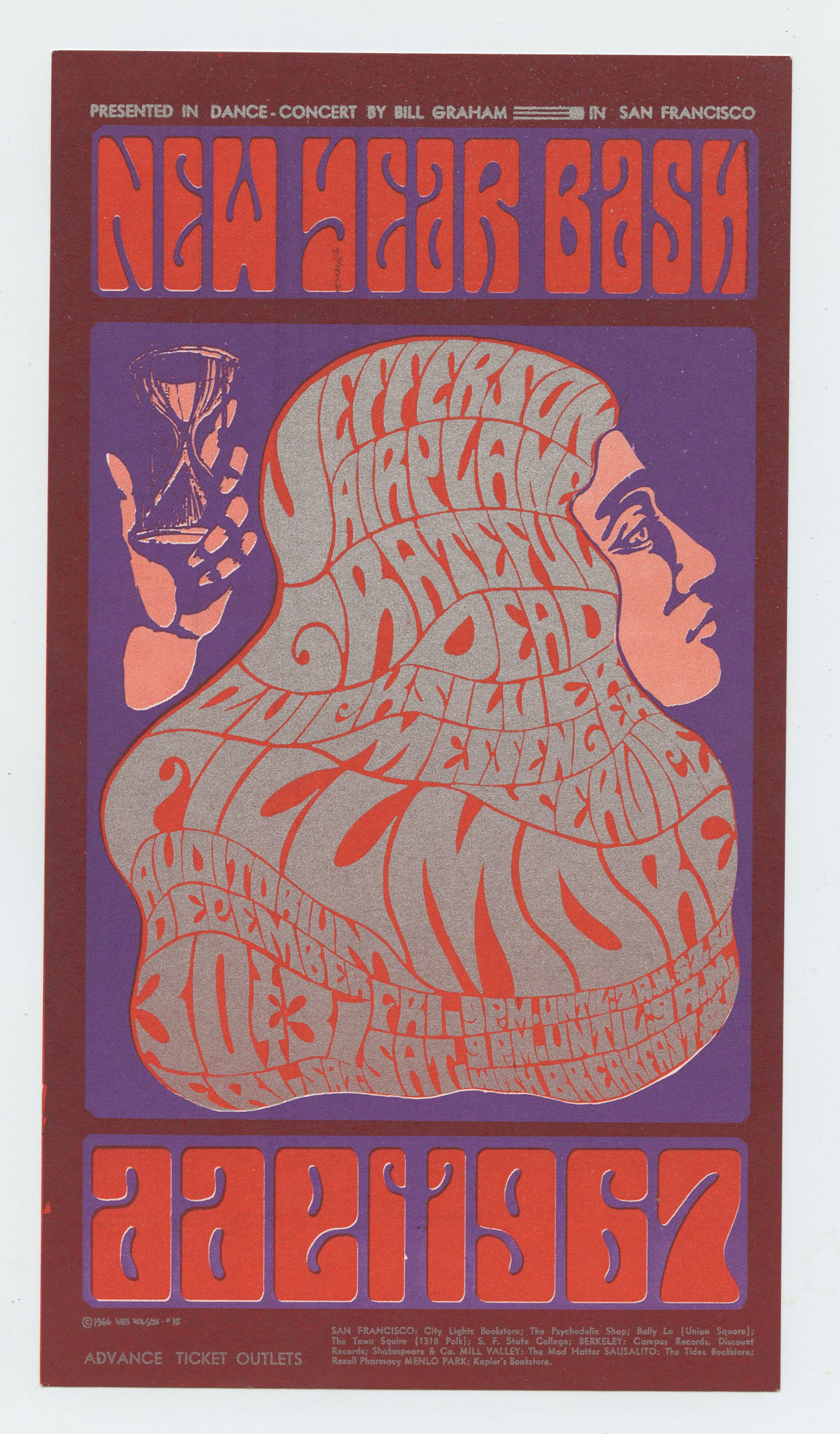 BG  37 Handbill Grateful Dead Jefferson Airplane 1966 Dec 31