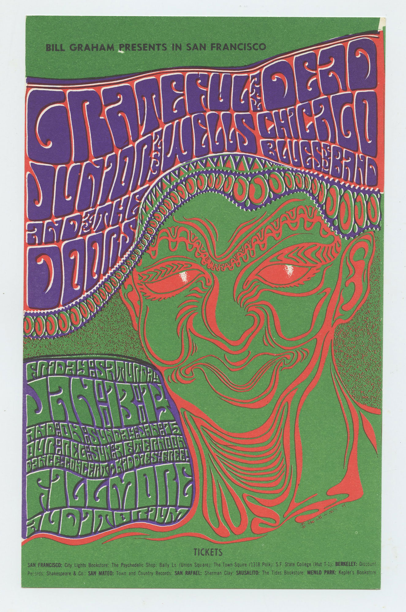 BG  45 Handbill Grateful Dead The Doors 1967 Jan 13