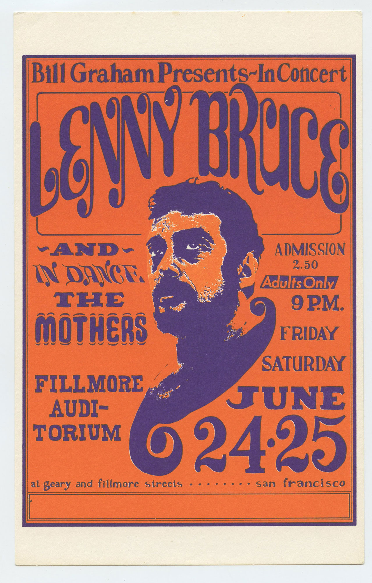 BG  13 Postcard Lenny Bruce The Mothers 1966 Jun 24