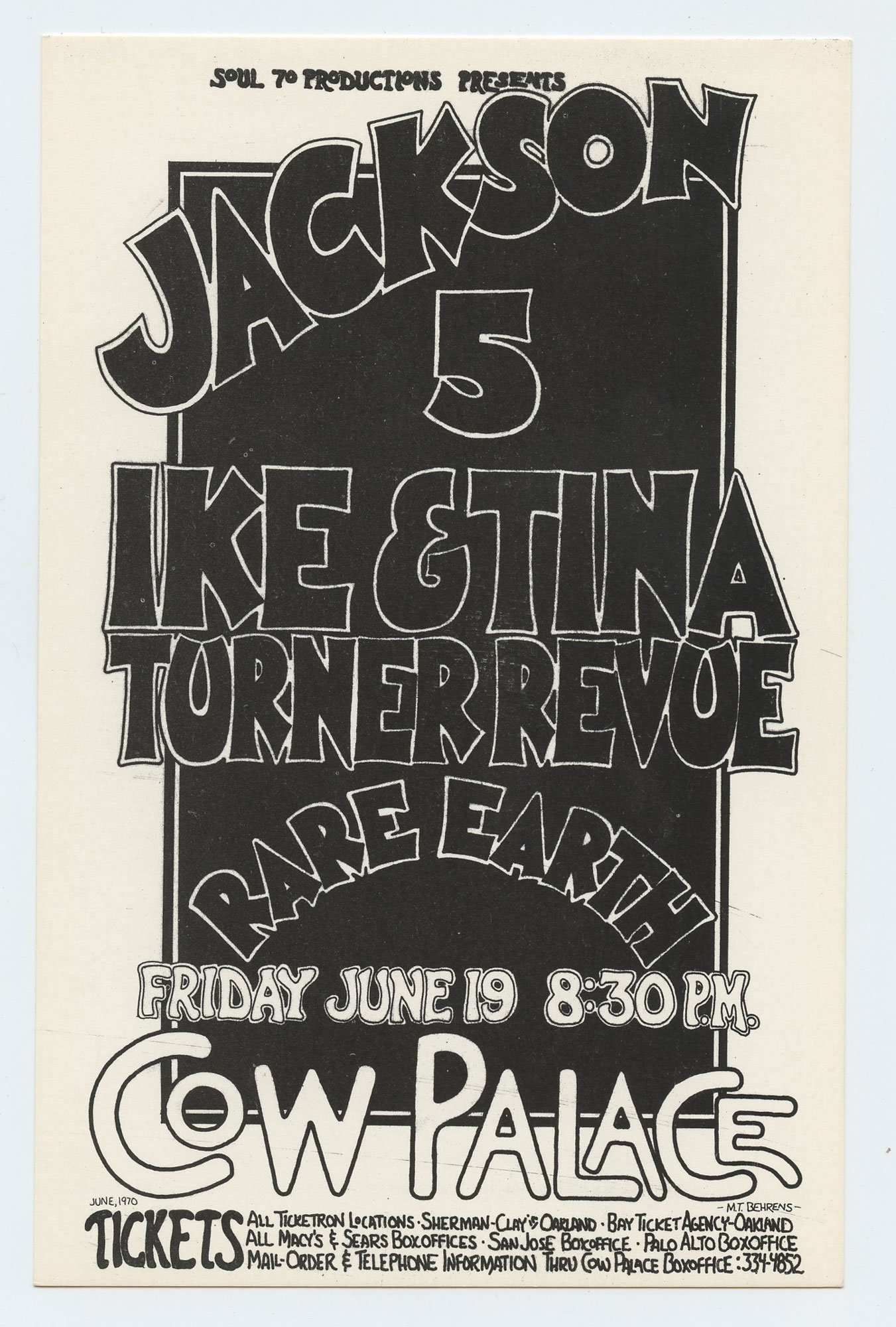 Jackson 5 Handbill Ike and Tina Turner 1970 Jun 19 Cow Palace