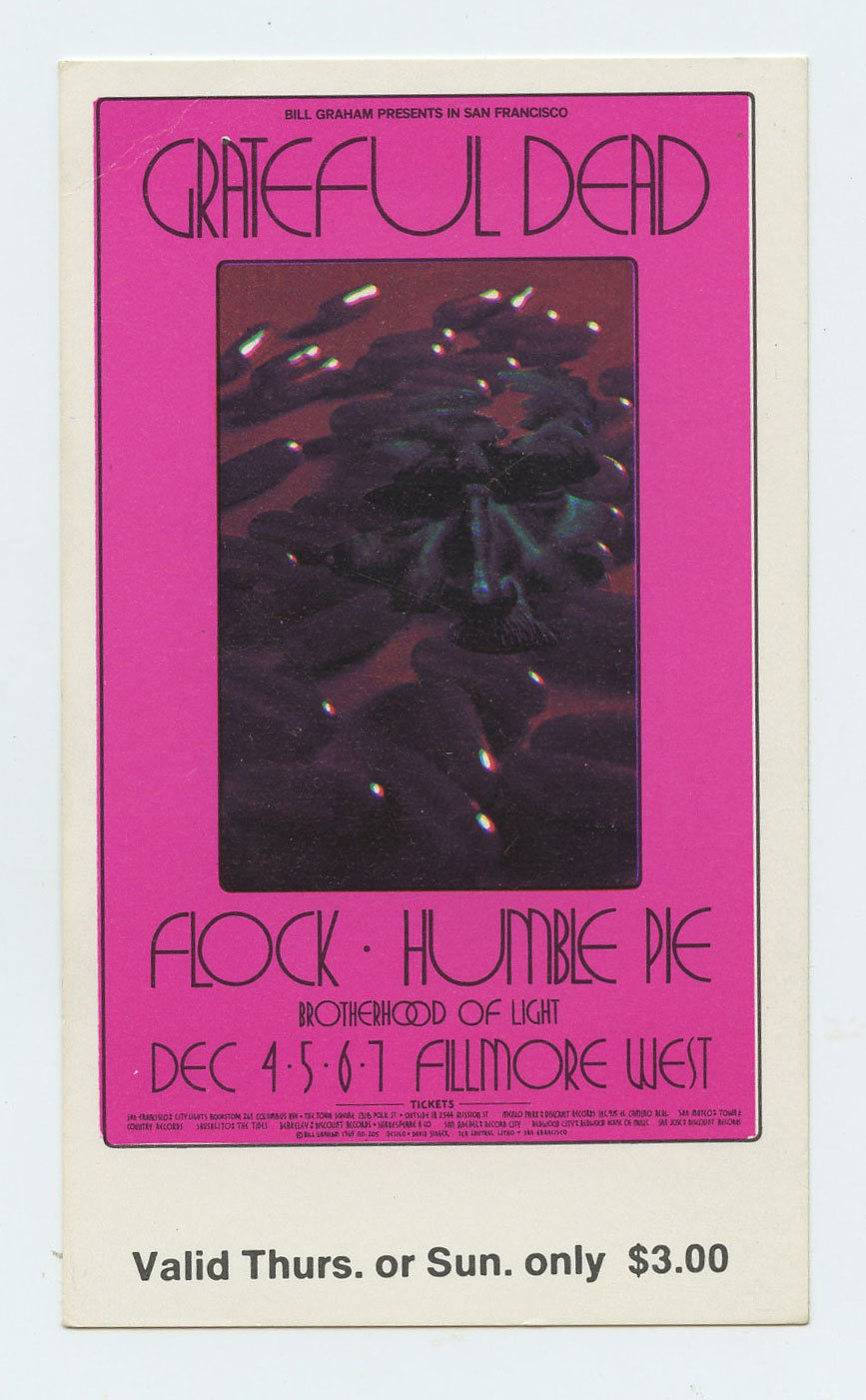 BG 205 Ticket Grateful Dead Flock Humble Pie 1969 Dec 4