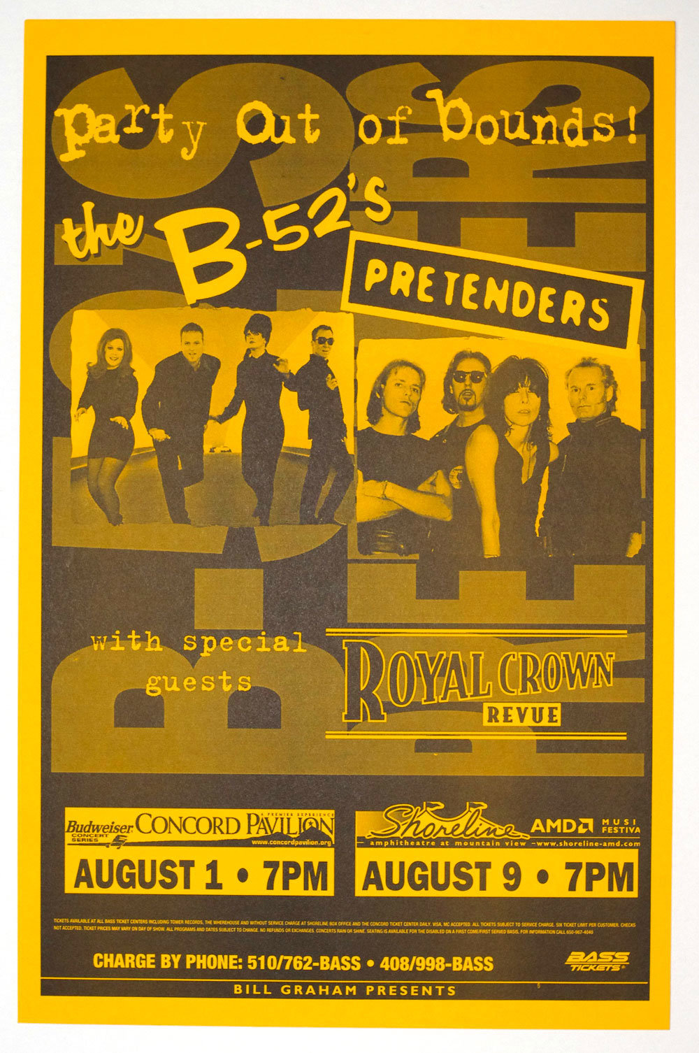The B-52's Poster w/ Pretenders 1998 Aug 1 Concord Pavilion