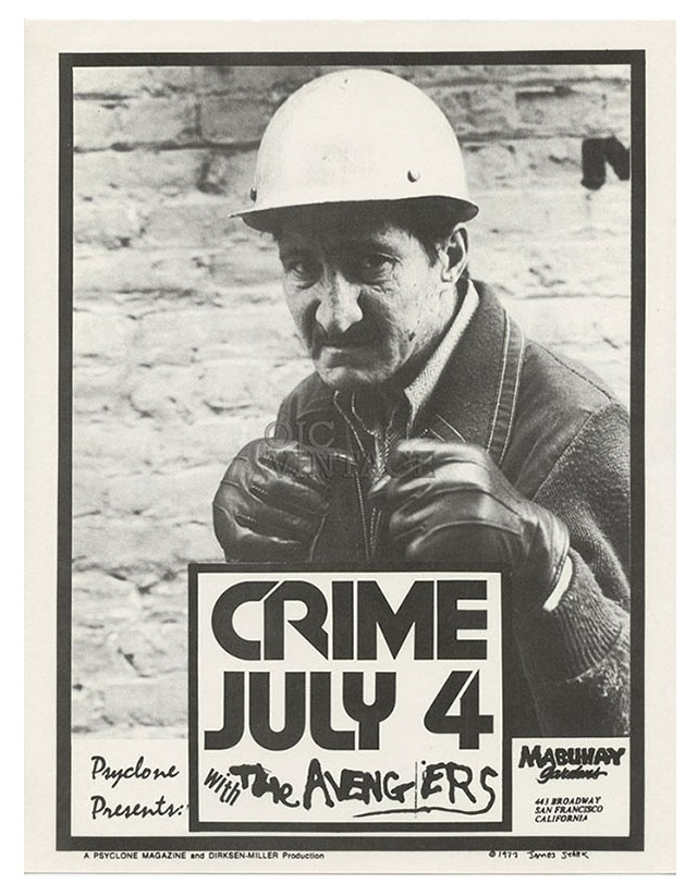 Crime Early American Punk Band Handbill 1977 July 4 Mabuhay Gardens