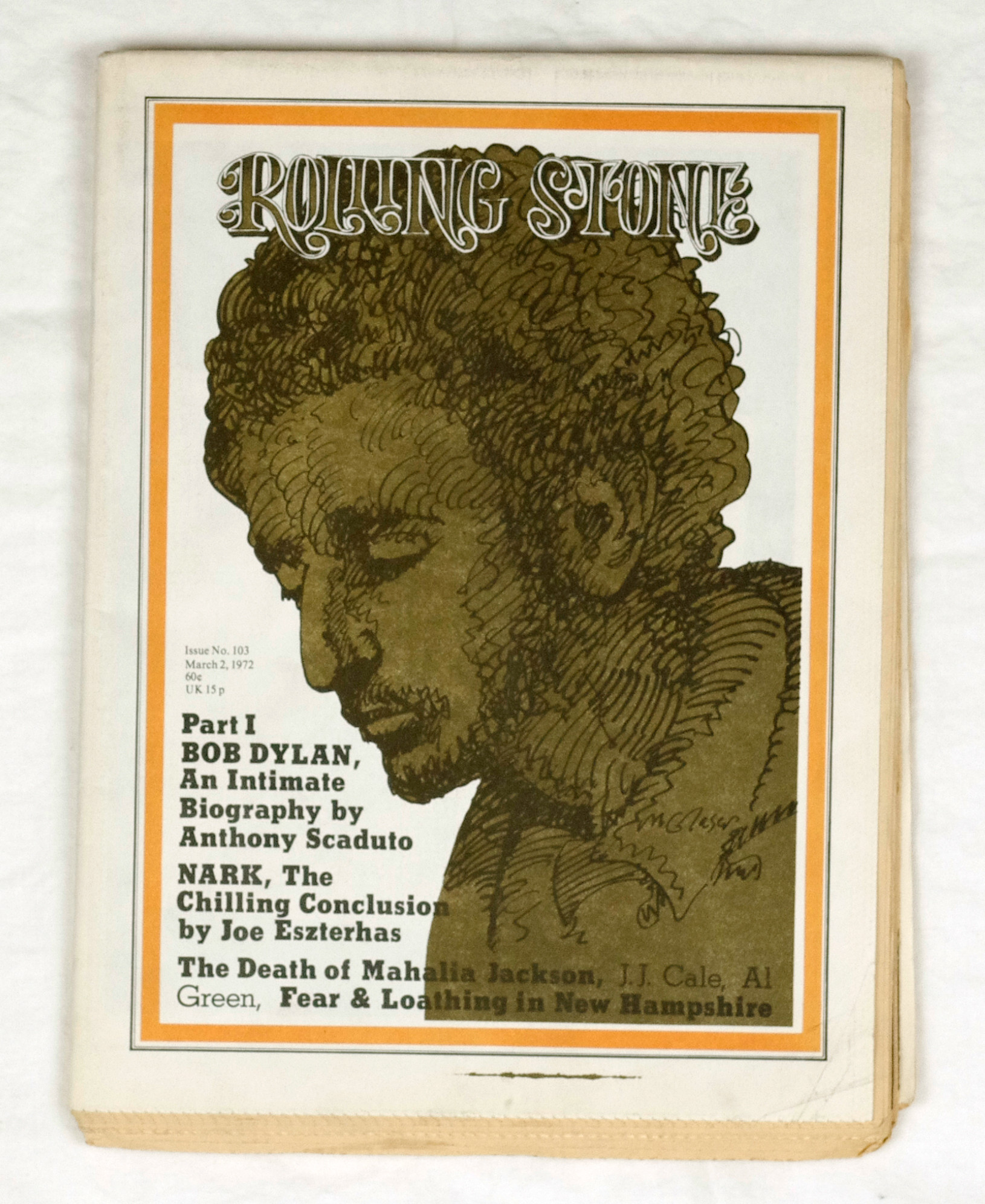 Rolling Stone Magazine Back Issue 1972 Mar 2 No.103 Bob Dylan 
